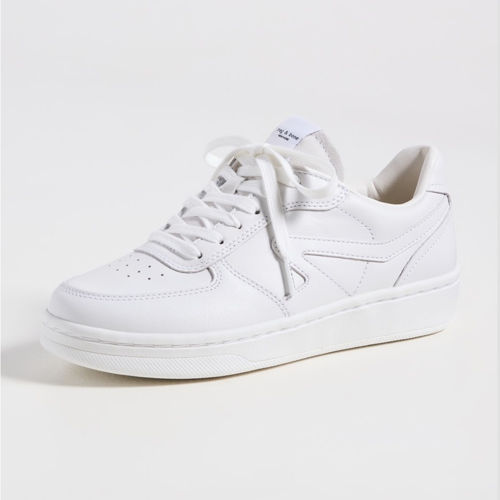 rag & bone Men’s Retro Court Leather Sneakers | Classic White Low Tops